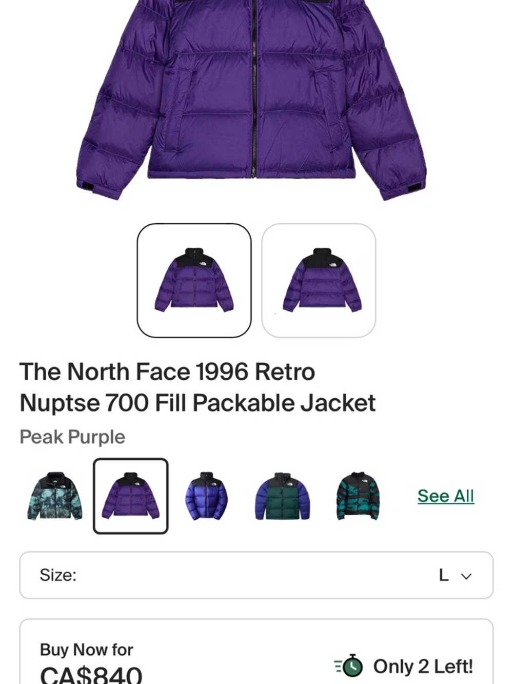 The North Face Kids Purple Puffer Jacket
